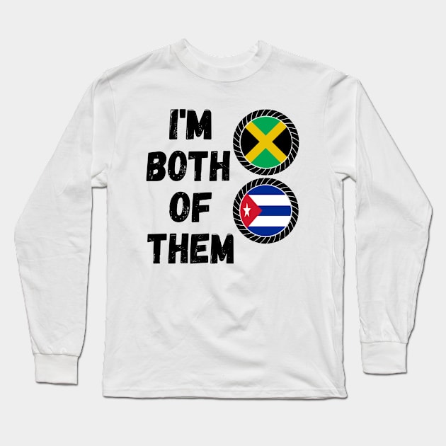 Half Jamaican Half Cuban Heritage Jamaica Roots & Cuba DNA Family Flag Design Long Sleeve T-Shirt by OriginalGiftsIdeas